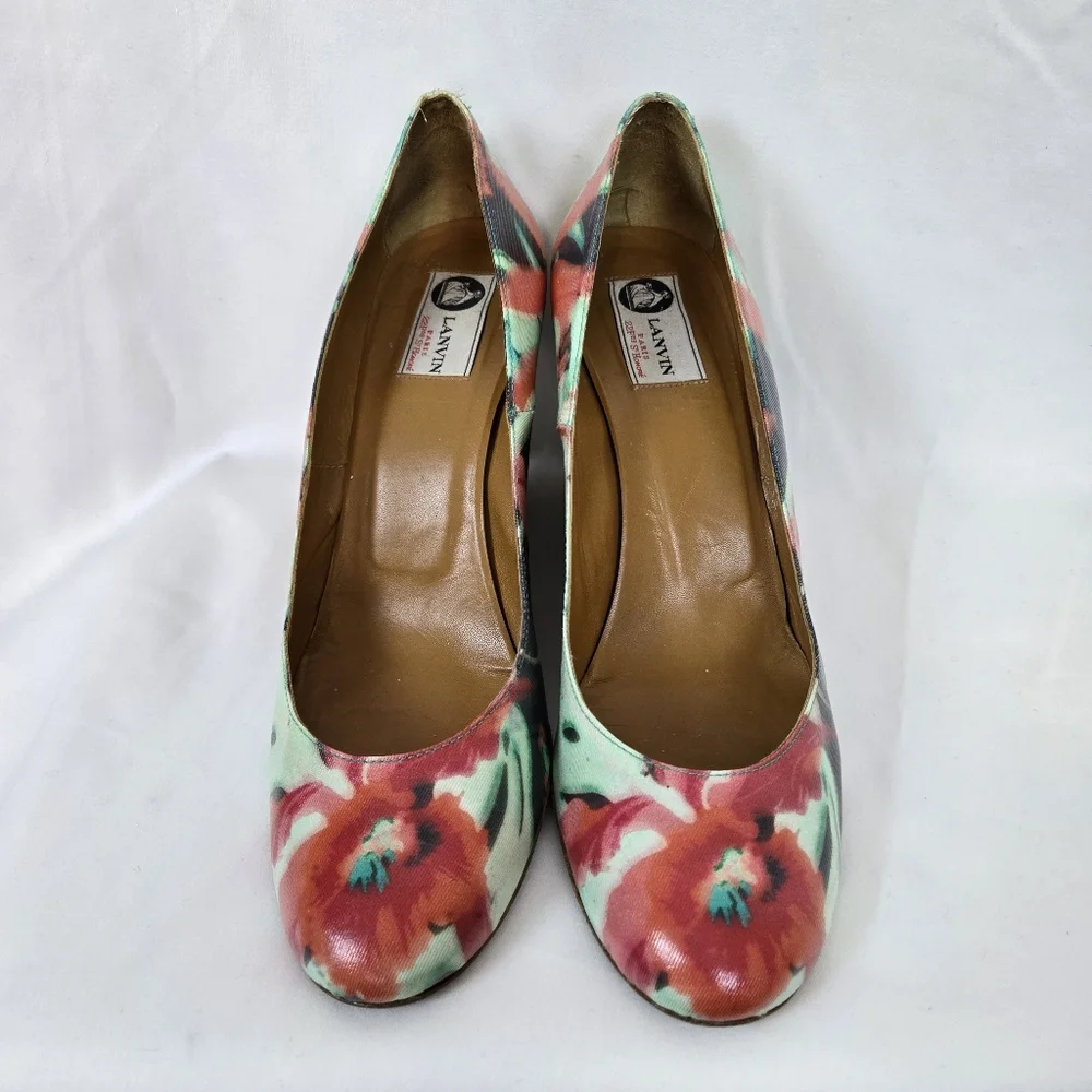 Lanvin Womens Leather Multicolor Floral 3.5